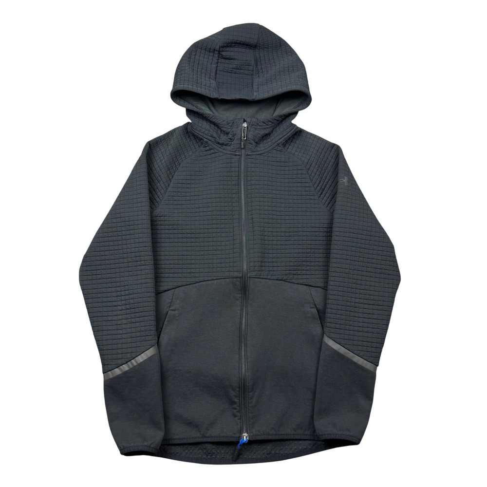 Under Armour Hoodie Men Small Black Unstoppable Fleece Grid Performance Zip